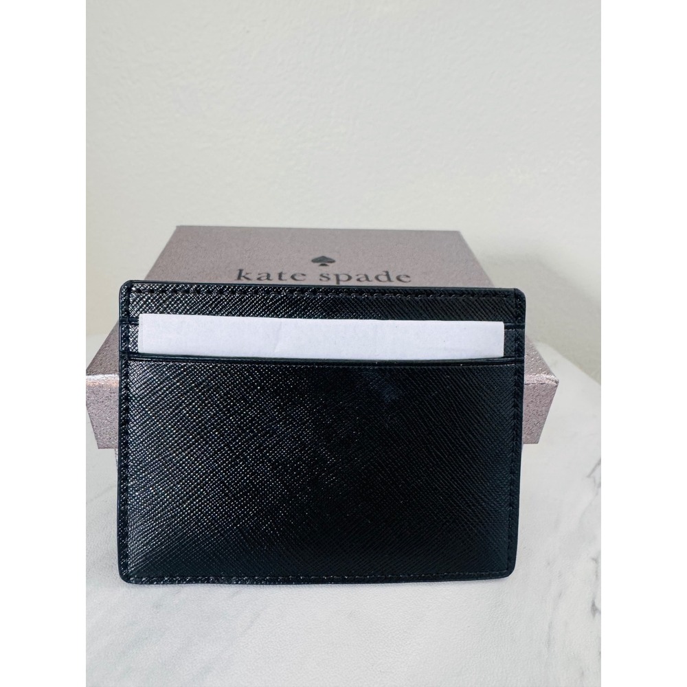 Kate Spade Kenzie Card‎ Case, Slim Chic, Designer, Black Leather, NWT - Picture 7 of 12